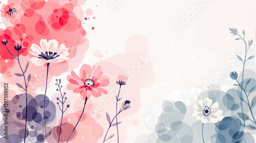 Abstract spring floral art background vector illustration. Watercolor hand painted botanical flower, leaves, eucalyptus, wildflower. Design for wallpaper, banner, card, print, wedding.