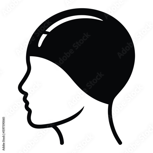 Swim Cap Icon, Vector, Illustration, Icon, Outline, Line Art, Silhouette, Logo, White Background.