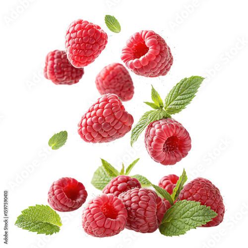 Vibrant Raspberries A Burst of Freshness for Food Photography  Design Isolated On Transparent Background
