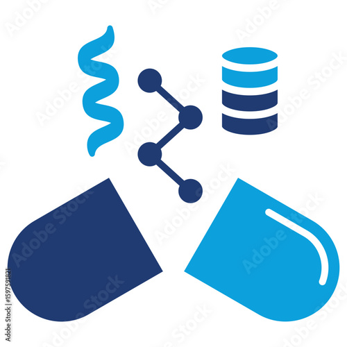 Cheminformatics Flat Blue Icon