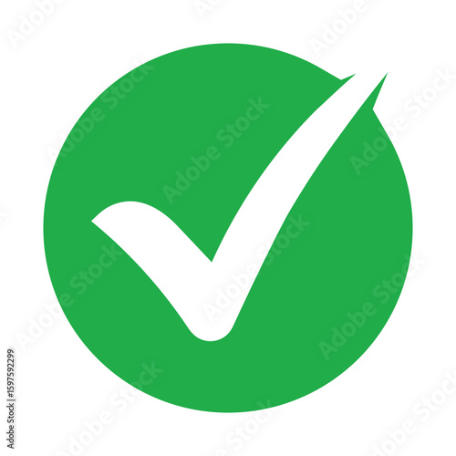 Green check mark, isolated tick symbols, checklist signs, and an approval badge. Flat and modern checkmark design, vector illustration.