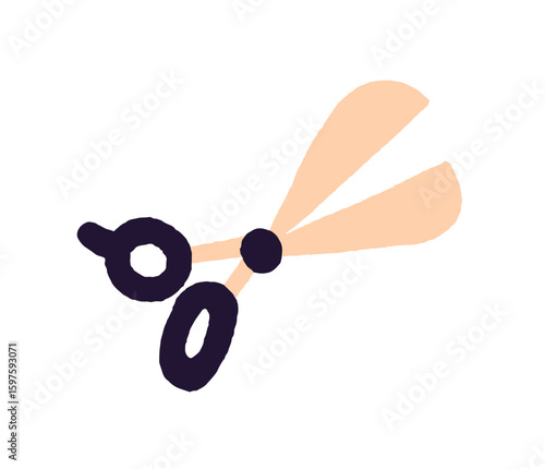 Cute icon of scissors. School stationery to cut paper and hair. Hairdresser work tool to do haircuts. Barbershop supplies, salon equipment. Flat isolated vector illustration on white background