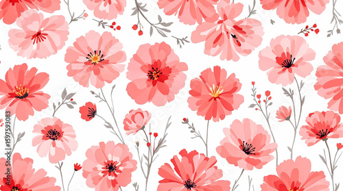 seamless pattern with pink flowers