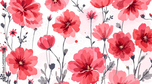 Invitation card for wedding with watercolor flowers