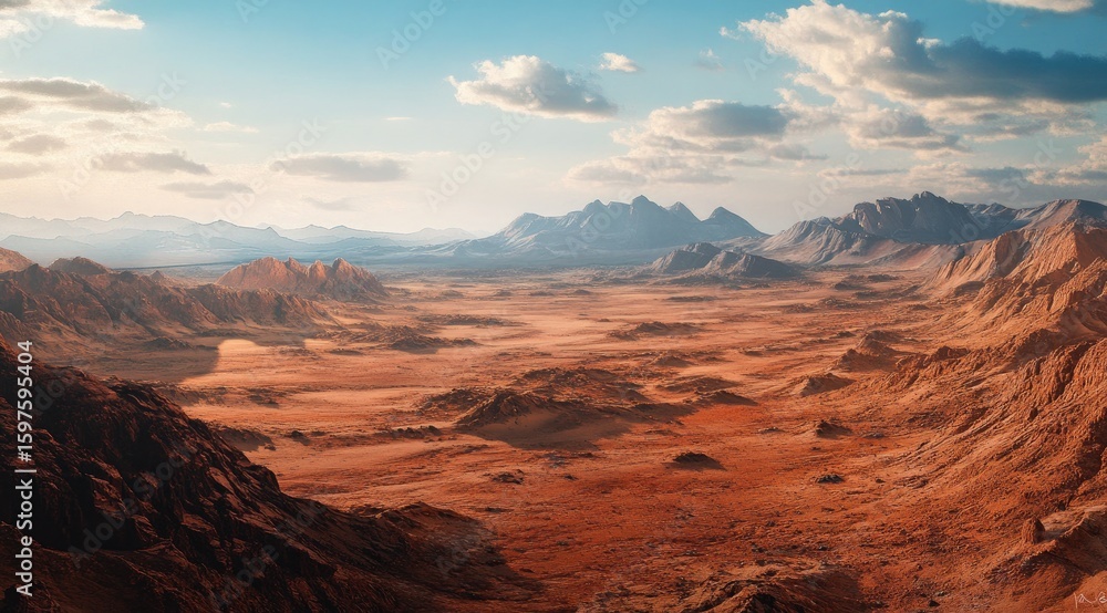 Fototapeta premium Vast desert landscape, mountains