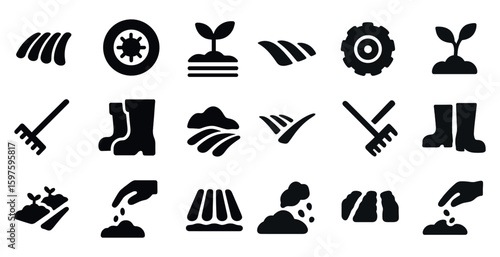 [main theme] solid icons set – filled, silhouette, [related term] symbols