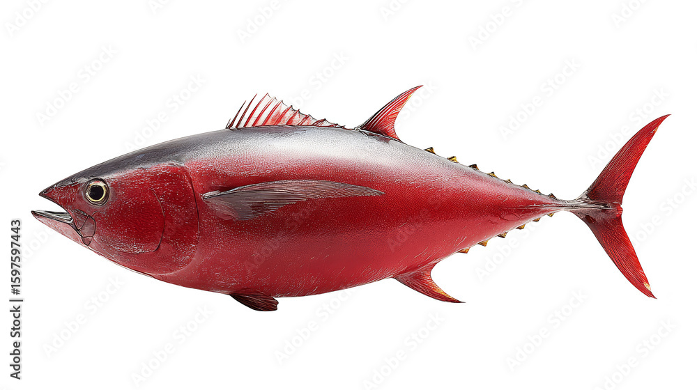 Fototapeta premium Captivating underwater photography, a stunning red fish with elegant white fins in the ocean's depths