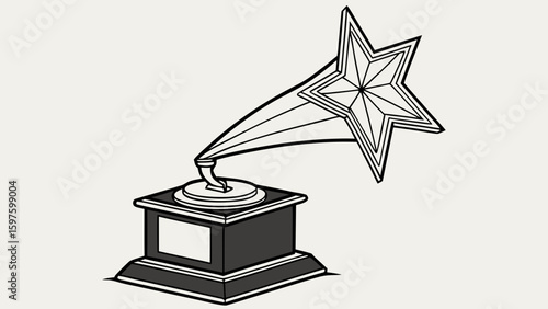 Stylized illustration of a star-shaped gramophone trophy, symbolizing musical achievement.