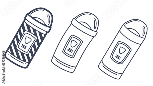 Three illustration-style deodorant sticks, each with unique designs and patterns.