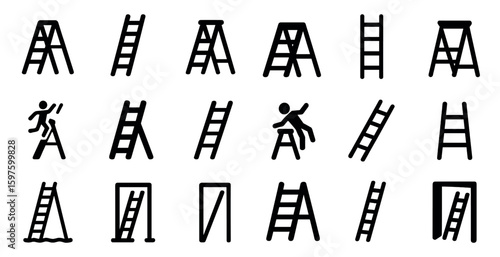 Construction tools line icons set – sleek, blueprint, building and repair symbols