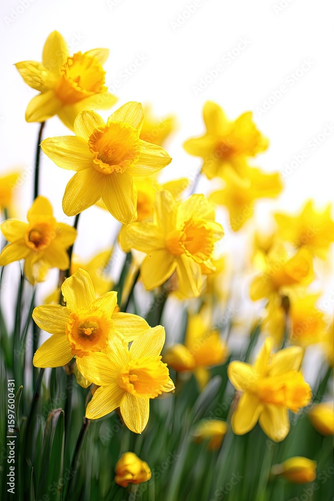 Naklejka premium Closeup Yellow Daffodils In Springtime