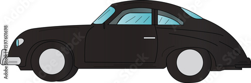The Illustration of sport car in 1950 side view