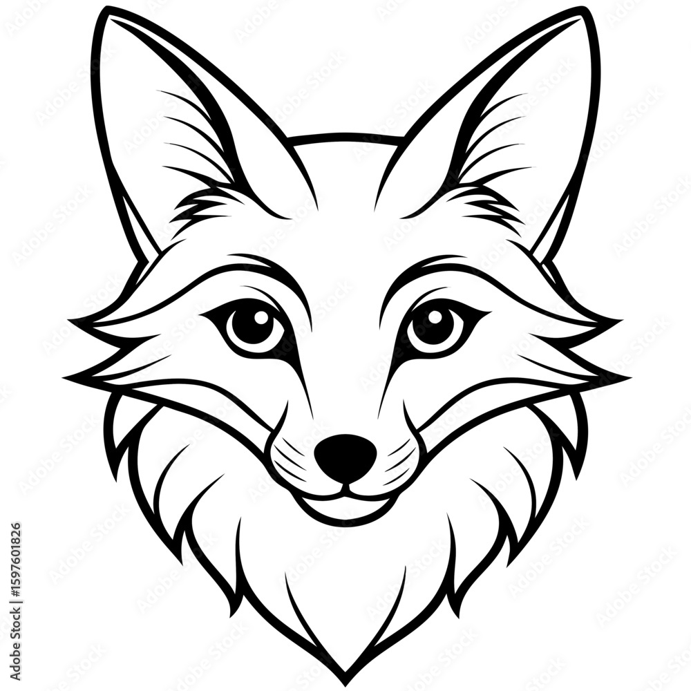 Obraz premium Fox SVG Logo Minimalist Black and White Vector Fox Head for Tattoo, Branding, Print, and Decor Editable SVG File