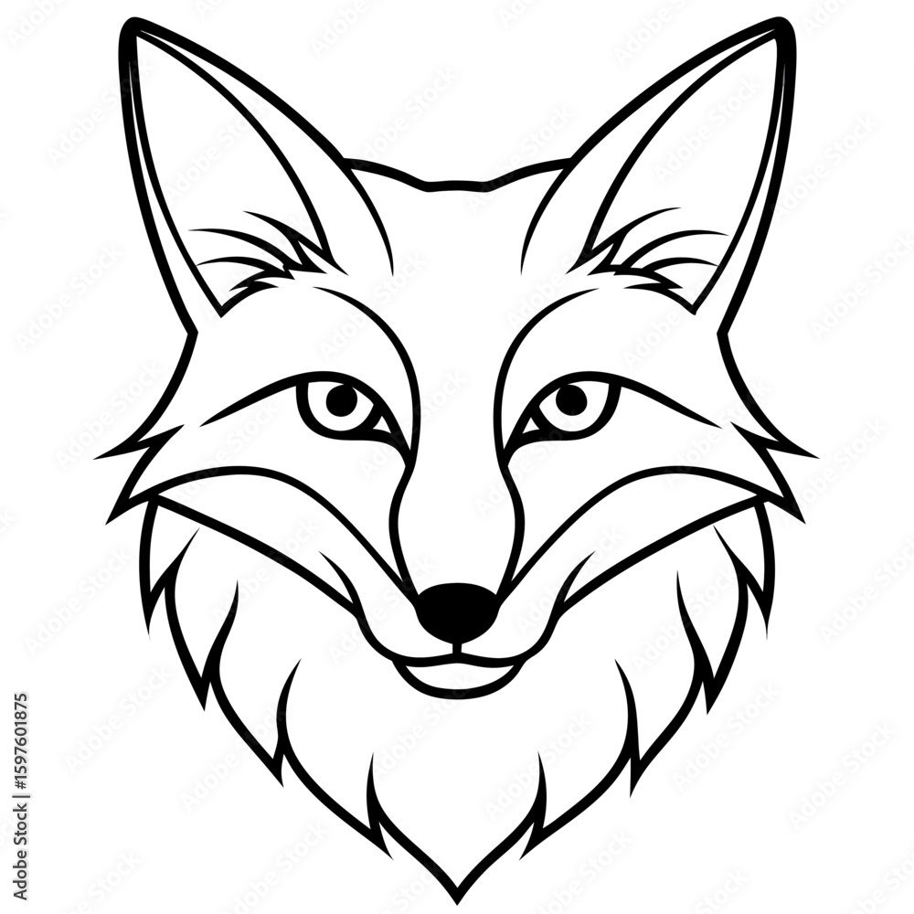 Fototapeta premium Fox SVG Logo Minimalist Black and White Vector Fox Head for Tattoo, Branding, Print, and Decor Editable SVG File