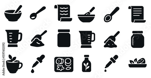 Culinary and kitchen solid icons set – filled, cooking, food preparation symbols