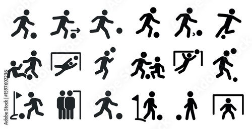 Soccer and sports silhouette icons set – filled, solid, athletic and fitness images