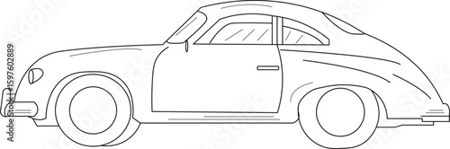 The Illustration of sport car in 1950 side