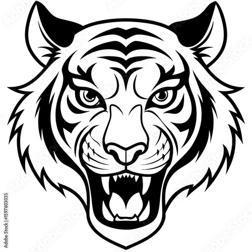 Wallpaper Mural Fierce Tiger Head Vector  Aggressive Wild Animal Mascot Logo for Sports Team, Tattoo, or Brand Identity Design Torontodigital.ca