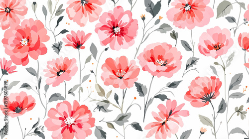 Watercolor flower pattern background drawing