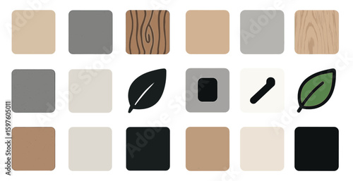 Eco-friendly materials outline icons set – sustainable, natural, environmental design symbols