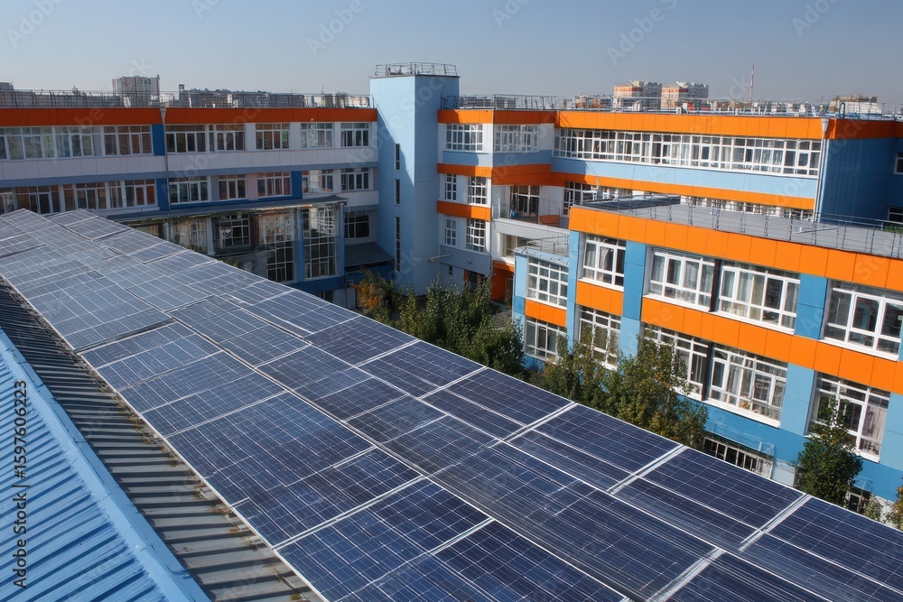 Obraz premium School Solar: Harnessing Renewable Energy with Photovoltaic Technology