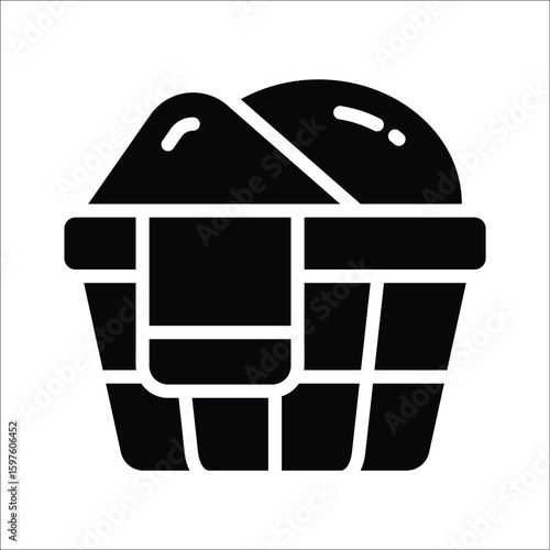 Premium glyph style icon of full laundry basket