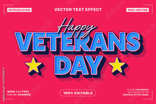 Veterans Day – Bold Cartoon Editable Text Style for Patriotic Event Design