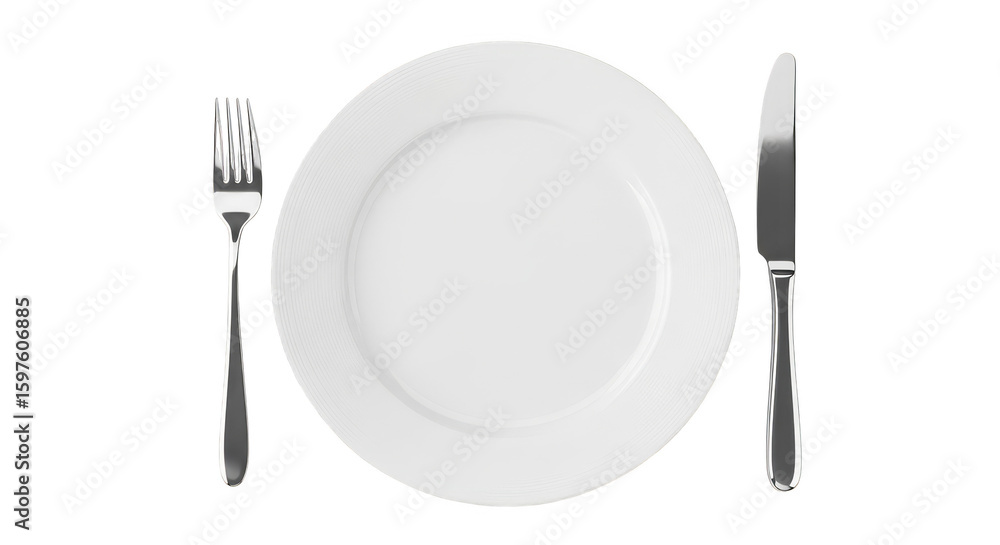White Plate Fork Knife Table Setting White Plate Fork Knife Table Setting