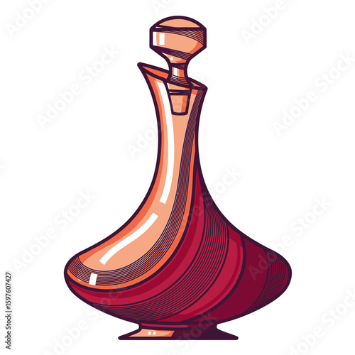 Wine decanter abstract vector with geometric shapes and flowing lines, artistic conceptual style