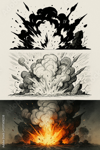 Dynamic black, white, and orange explosion vectors, perfect for action movie posters, gaming graphics, or dramatic effect designs.