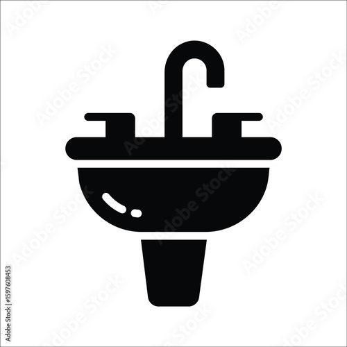 Trendy glyph style icon of bathroom wash basin