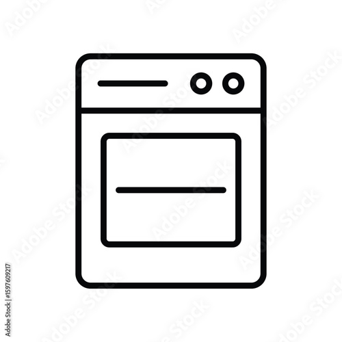 Minimalist Line Art of an Elegant Kitchen Oven Appliance in Black and White