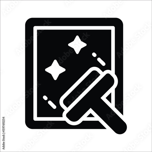 Handy glyph style icon of flat glass wiper