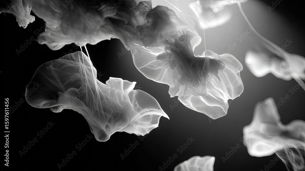 Fototapeta premium Abstract Ink Flow In Light Gray Tones