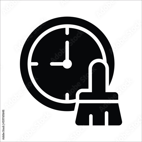 Trendy glyph style icon of laundry cleaning time