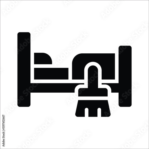 Handy glyph style icon of bedroom cleaning icon