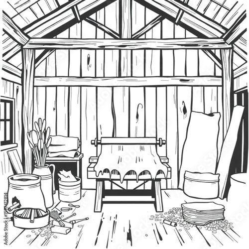 A paper-maker pressing fibers in a reclaimed studio barn