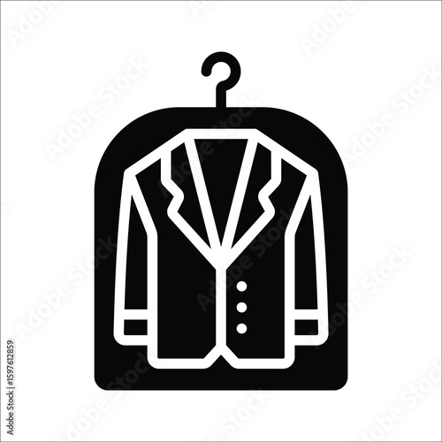 Trendy glyph style icon of hanging clean coat