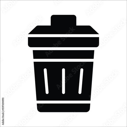 Trendy glyph style icon of lid trash can