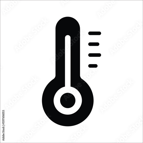 Sleek glyph icon of hot water temperature meter