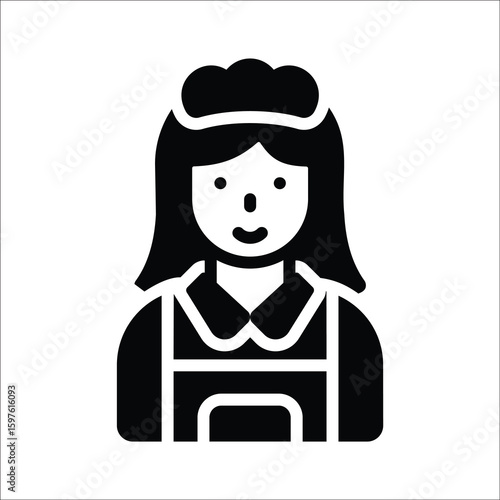 Trendy glyph style icon of cleaning service maid