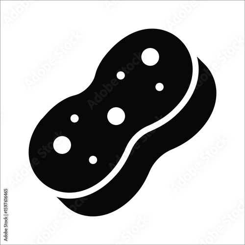 Handy glyph style icon of soapy cleaning sponge