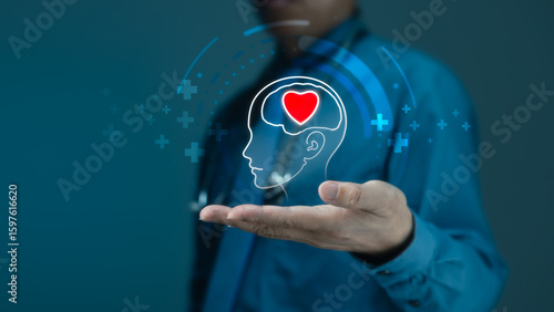 Doctor Presenting Mental Health and Brain Wellness with Heart Icon