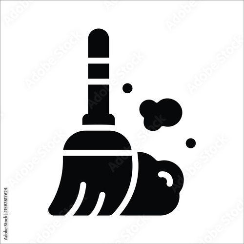 Sleek glyph icon of detailed broom cleaning