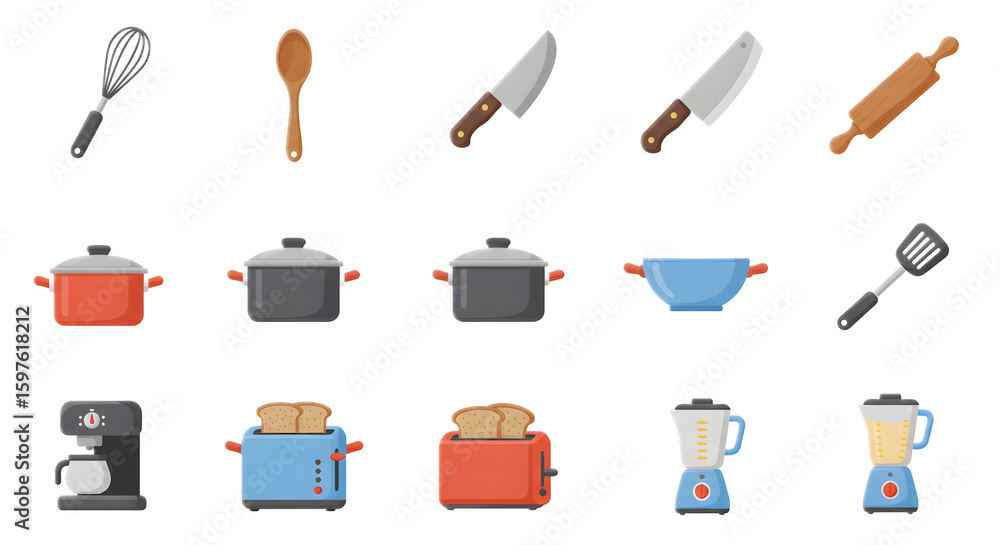 Obraz Kitchen Utensils and Appliances in Modern Cooking Scene