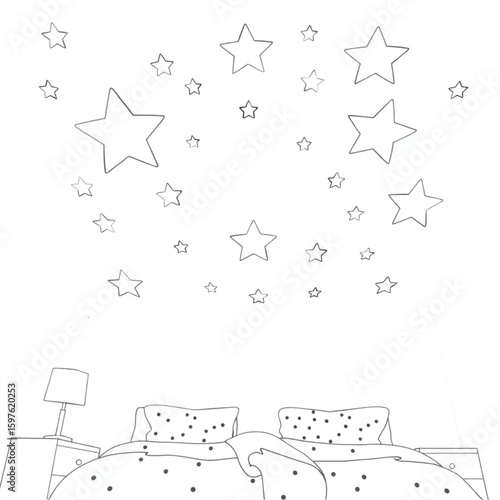 A child counting star stickers on a bedroom ceiling