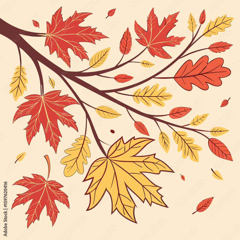 Obraz premium Autumn maple leaves create a seamless vector pattern, a colorful fall nature background