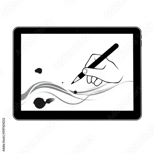 A digital artist blending colors on a touchscreen tablet