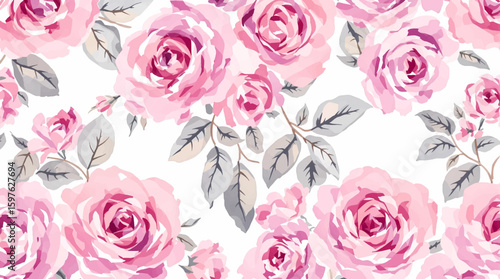 Pink Flowers background Watercolor