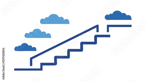 Cloud steps path to success vector illustration concept for career growth and business development design